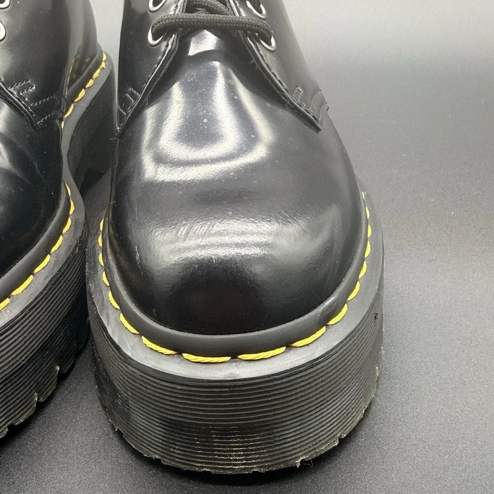 Dr Martens 1461 QUAD Black Leather Platform Shoes Size 6 Women's/5 Men's/EU 37